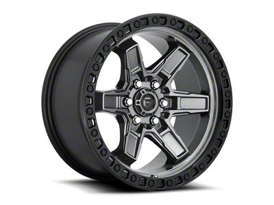 Fuel Wheels Kicker Matte Gunmetal with Black Bead Ring 6-Lug Wheel; 17x9; -12mm Offset (07-14 Yukon)