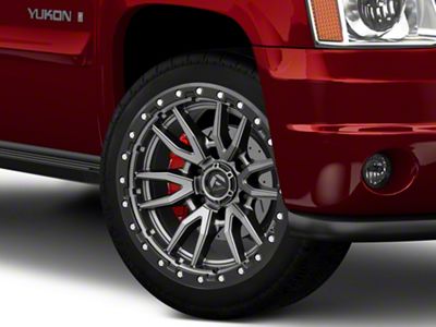 Fuel Wheels Rebel Matte Gunmetal with Black Bead Ring 6-Lug Wheel; 22x9; 20mm Offset (07-14 Yukon)