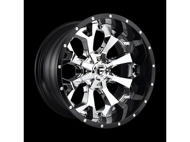 American Racing F250 Rims Fuel Wheels F-250 Super Duty Assault Chrome with Gloss Black Lip 8-Lug ...