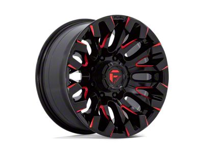 Fuel Wheels Quake Gloss Black Milled with Red Tint 8-Lug Wheel; 18x9; 1mm Offset (08-10 F-250 Super Duty)