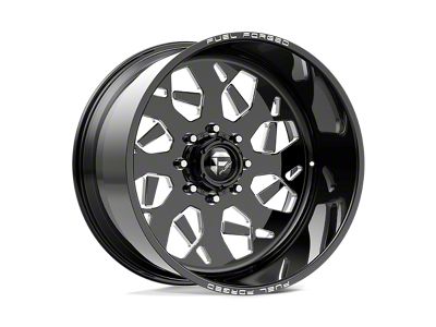 Fuel Wheels Recife Gloss Black Milled 8-Lug Wheel; Left Directional; 22x10; -25mm Offset (08-10 F-350 Super Duty SRW)