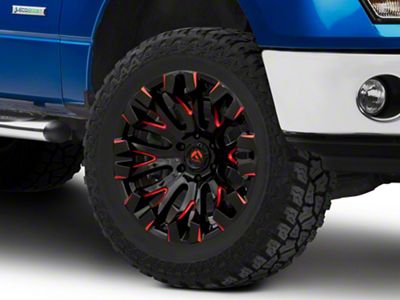 Fuel Wheels Quake Gloss Black Milled with Red Accents 6-Lug Wheel; 20x10; -18mm Offset (09-14 F-150)