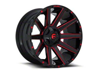 Fuel Wheels Contra Gloss Black with Red Tint 5-Lug Wheel; 20x10; -18mm Offset (09-18 RAM 1500)