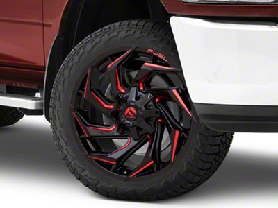 Fuel Wheels Reaction Gloss Black Milled with Red Tint 8-Lug Wheel; 22x10; -18mm Offset (10-18 RAM 2500)