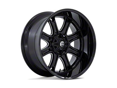 Fuel Wheels Darkstar Gloss Black Milled 8-Lug Wheel; 20x9; 1mm Offset (10-18 RAM 3500 SRW)
