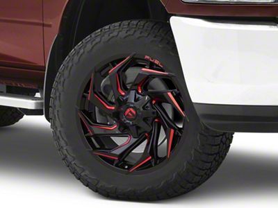 Fuel Wheels Reaction Gloss Black Milled with Red Tint 8-Lug Wheel; 20x9; 20mm Offset (10-18 RAM 3500 SRW)