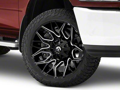 Fuel Wheels Twitch Glossy Black Milled 8-Lug Wheel; 22x10; -18mm Offset (10-18 RAM 3500 SRW)