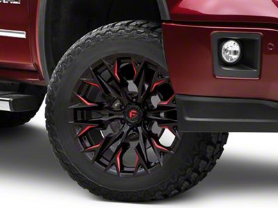 Fuel Wheels Flame Gloss Black Milled with Candy Red 6-Lug Wheel; 20x9; 1mm Offset (14-18 Sierra 1500)