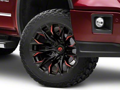 Fuel Wheels Flame Gloss Black Milled with Red Accents 6-Lug Wheel; 20x9; 20mm Offset (14-18 Sierra 1500)