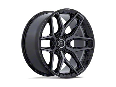 Fuel Wheels Flux Gloss Black Brushed Face with Gray Tint 6-Lug Wheel; 22x12; -44mm Offset (14-18 Sierra 1500)