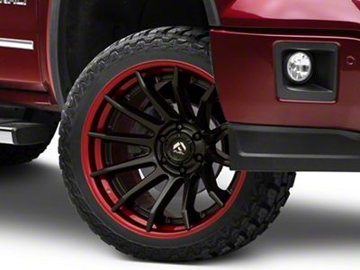 Fuel Wheels Fusion Forged Burn Matte Black with Candy Red Lip 6-Lug Wheel; 22x10; -18mm Offset (14-18 Sierra 1500)