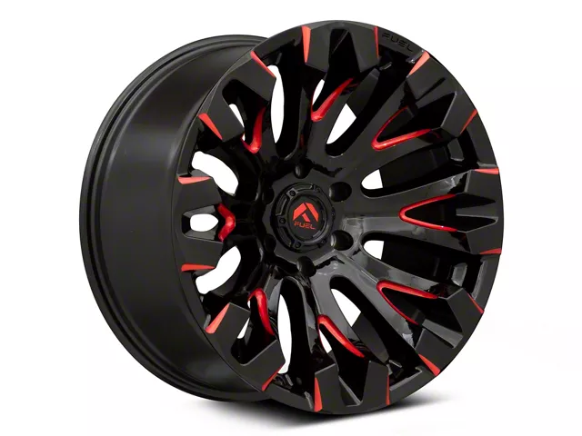 Fuel Wheels Quake Gloss Black Milled with Red Accents 6-Lug Wheel; 20x10; -18mm Offset (14-18 Sierra 1500)