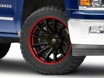 Fuel Wheels Fusion Forged Burn Matte Black with Candy Red Lip 6-Lug Wheel; 24x12; -44mm Offset (14-18 Silverado 1500)