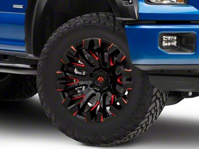 Fuel Wheels Quake Gloss Black Milled with Red Accents 6-Lug Wheel; 20x10; -18mm Offset (15-20 F-150)