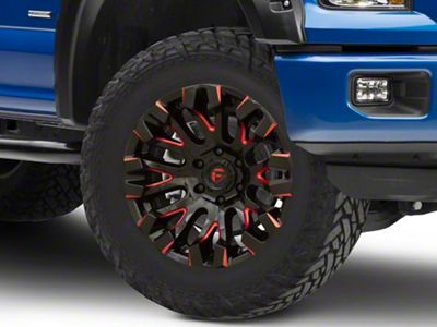 Fuel Wheels Quake Gloss Black Milled with Red Tint 6-Lug Wheel; 20x9; 1mm Offset (15-20 F-150)