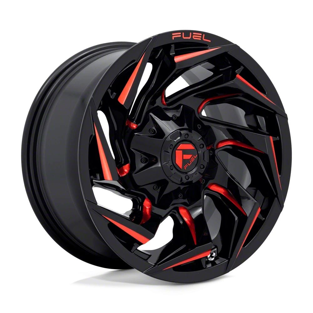Fuel Wheels Reaction Gloss Black Milled with Red Tint 6-Lug Wheel; 18×9; -12mm Offset (15-20 F-150)
