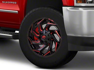 Fuel Wheels Reaction Gloss Black Milled with Red Tint 8-Lug Wheel; 20x9; 20mm Offset (15-19 Silverado 2500 HD)