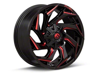 Fuel Wheels Reaction Gloss Black Milled with Red Tint 8-Lug Wheel; 22x12; -44mm Offset (15-19 Silverado 3500 HD SRW)