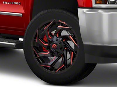 Fuel Wheels Reaction Gloss Black Milled with Red Tint 8-Lug Wheel; 22x12; -44mm Offset (15-19 Silverado 3500 HD SRW)