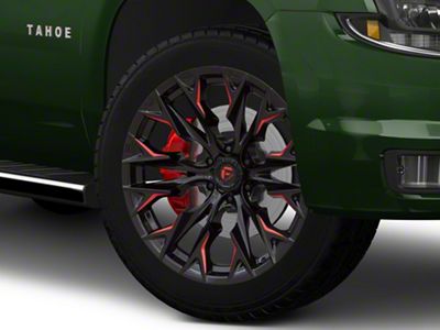 Fuel Wheels Flame Gloss Black Milled with Candy Red 6-Lug Wheel; 22x10; -18mm Offset (15-20 Tahoe)