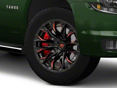 Fuel Wheels Flame Gloss Black Milled with Red Accents 6-Lug Wheel; 20x10; -18mm Offset (15-20 Tahoe)