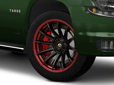 Fuel Wheels Fusion Forged Burn Matte Black with Candy Red Lip 6-Lug Wheel; 22x12; -44mm Offset (15-20 Tahoe)