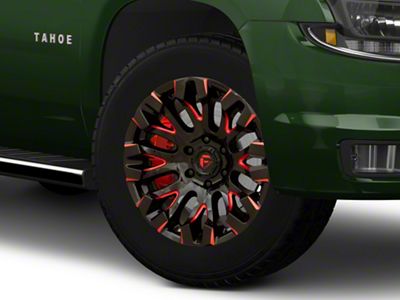 Fuel Wheels Quake Gloss Black Milled with Red Tint 6-Lug Wheel; 20x9; 1mm Offset (15-20 Tahoe)