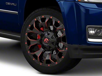 Fuel Wheels Assault Matte Black Red Milled 6-Lug Wheel; 22x10; -18mm Offset (15-20 Yukon)