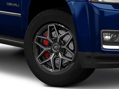 Fuel Wheels Flux Gloss Black Brushed with Gray Tint 6-Lug Wheel; 18x9; 20mm Offset (15-20 Yukon)