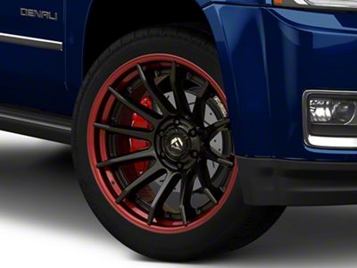 Fuel Wheels Fusion Forged Burn Matte Black with Candy Red Lip 6-Lug Wheel; 22x10; -18mm Offset (15-20 Yukon)