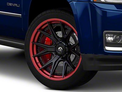 Fuel Wheels Fusion Forged Catalyst Matte Black with Candy Red Lip 6-Lug Wheel; 22x10; -18mm Offset (15-20 Yukon)
