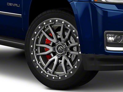 Fuel Wheels Rebel Matte Gunmetal with Black Bead Ring 6-Lug Wheel; 22x9; 20mm Offset (15-20 Yukon)