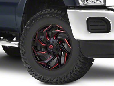 Fuel Wheels Reaction Gloss Black Milled with Red Tint 8-Lug Wheel; 18x9; -12mm Offset (17-22 F-250 Super Duty)