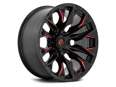 Fuel Wheels Flame Gloss Black Milled with Candy Red 8-Lug Wheel; 20x9; 20mm Offset (17-22 F-350 Super Duty SRW)