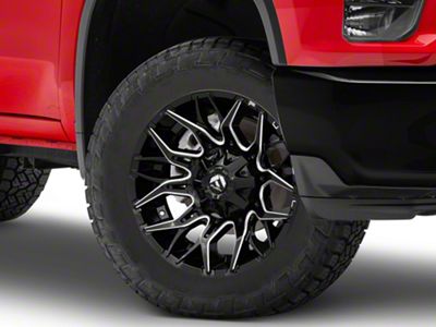 Fuel Wheels Twitch Glossy Black Milled 8-Lug Wheel; 20x10; -18mm Offset (20-25 Silverado 3500 HD SRW)