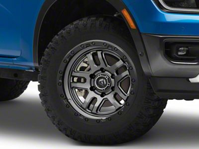 Fuel Wheels Ammo Matte Gunmetal with Black Bead Ring 6-Lug Wheel; 18x9; 20mm Offset (24-25 Ranger)