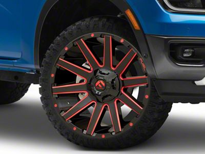 Fuel Wheels Contra Gloss Black with Red Tinted Clear 6-Lug Wheel; 22x12; -43mm Offset (24-25 Ranger)