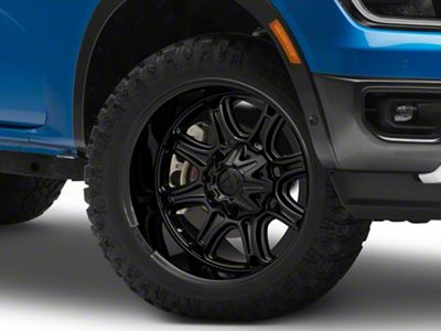 Fuel Wheels Darkstar Matte Black with Gloss Black Lip 6-Lug Wheel; 20x10; -18mm Offset (24-25 Ranger)