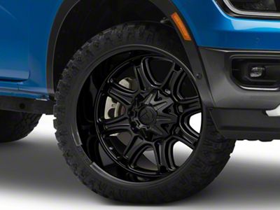 Fuel Wheels Darkstar Matte Black with Gloss Black Lip 6-Lug Wheel; 22x10; 10mm Offset (24-25 Ranger)