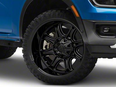 Fuel Wheels Darkstar Matte Black with Gloss Black Lip 6-Lug Wheel; 22x9; 1mm Offset (24-25 Ranger)