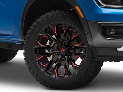 Fuel Wheels Flame Gloss Black Milled with Candy Red 6-Lug Wheel; 20x9; 1mm Offset (24-25 Ranger)