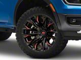 Fuel Wheels Flame Gloss Black Milled with Red Accents 6-Lug Wheel; 20x10; -18mm Offset (24-26 Ranger)
