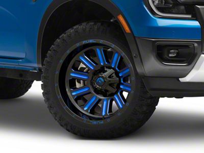 Fuel Wheels Hardline Gloss Black with Blue Tinted Clear 6-Lug Wheel; 20x10; -19mm Offset (24-25 Ranger)