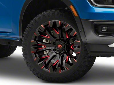 Fuel Wheels Quake Gloss Black Milled with Red Accents 6-Lug Wheel; 20x10; -18mm Offset (24-25 Ranger)