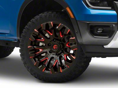 Fuel Wheels Quake Gloss Black Milled with Red Tint 6-Lug Wheel; 20x9; 1mm Offset (24-25 Ranger)