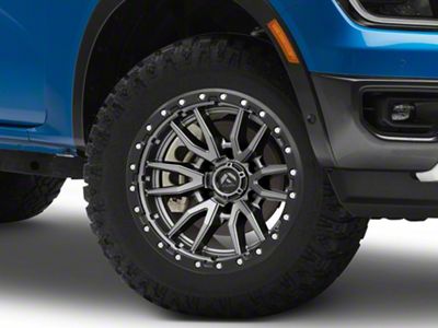 Fuel Wheels Rebel Matte Gunmetal with Black Bead Ring 6-Lug Wheel; 18x9; 1mm Offset (24-25 Ranger)