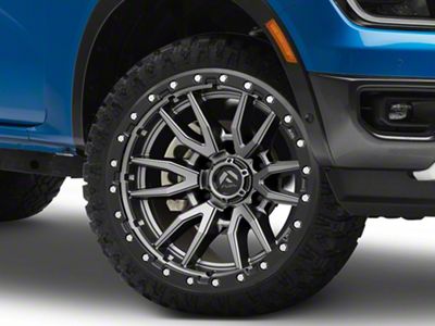 Fuel Wheels Rebel Matte Gunmetal with Black Bead Ring 6-Lug Wheel; 22x10; -13mm Offset (24-25 Ranger)
