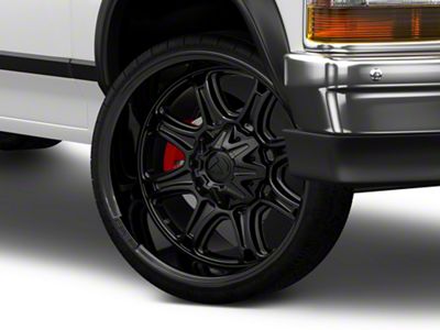 Fuel Wheels Darkstar Matte Black with Gloss Black Lip 6-Lug Wheel; 22x9; 1mm Offset (91-96 Dakota)