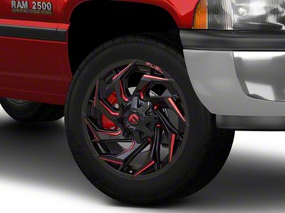 Fuel Wheels Reaction Gloss Black Milled with Red Tint 8-Lug Wheel; 20x10; -18mm Offset (94-02 RAM 2500)