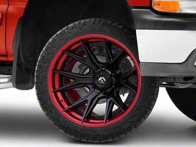 Fuel Wheels Fusion Forged Catalyst Matte Black with Candy Red Lip 6-Lug Wheel; 22x12; -44mm Offset (99-06 Silverado 1500)
